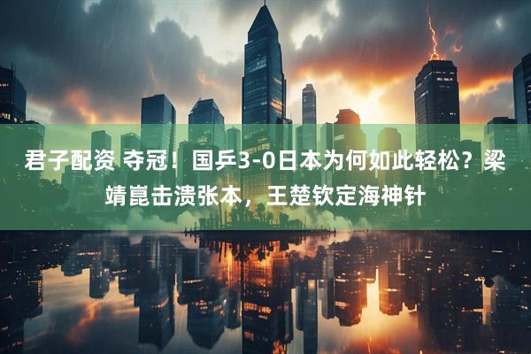 君子配资 夺冠！国乒3-0日本为何如此轻松？梁靖崑击溃张本，王楚钦定海神针